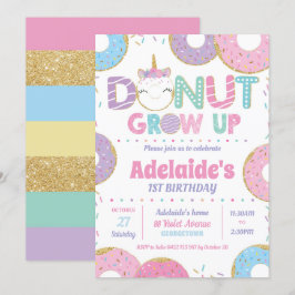 Donut Grow up Unicorn Geburtstagseinladungen Mädch Einladung