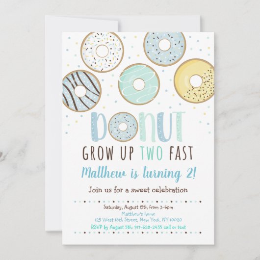 Donut Grow ZWO Fast Geburtstag Einladung (Vorderseite)