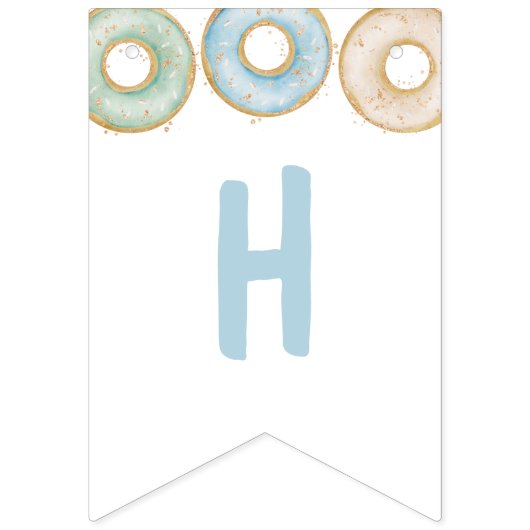 Donut Happy Birthday Bunting Banner Blue (Zweite Fahne)