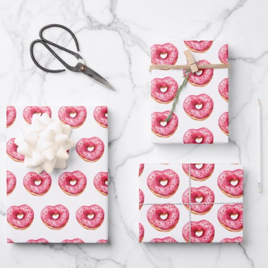 Donut Hearts of Liebe Geschenkpapier Set (Vorderseite)