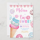 Donut Ice Cream 2. Geburtstag Einladung (Vorderseite)