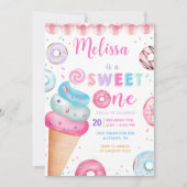 Donut Ice Cream Sweet One 1. Geburtstag Einladung (Vorderseite)