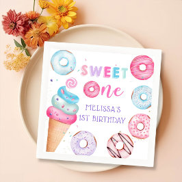 Donut Ice Cream Sweet One Birthday Party Napkins Serviette