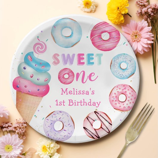 Donut Ice Cream Sweet One Party Paper Teller