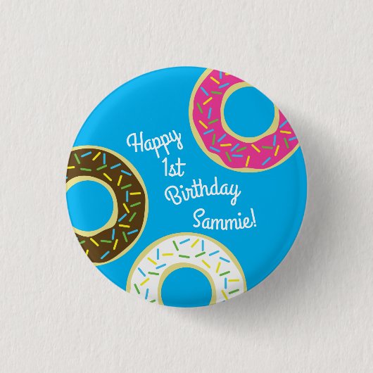 Donut Kids Geburtstagsparty Niedlich Button (Vorderseite)