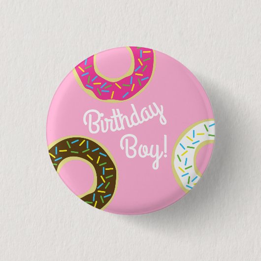 Donut Kids Geburtstagsparty Niedlich Button (Vorderseite)
