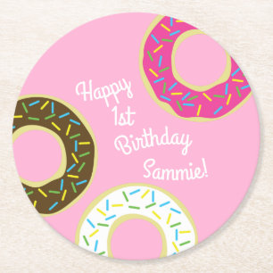 Donut Kids Geburtstagsparty Niedlich Runder Pappuntersetzer