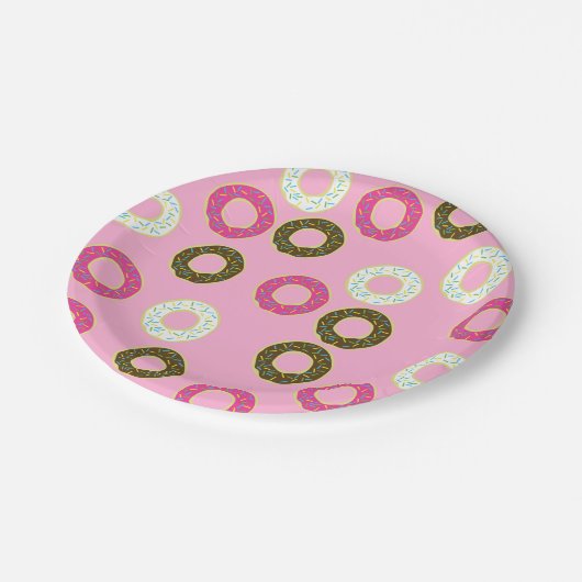 Donut Kindergeburtstag Party Pappteller (Schrägansicht)
