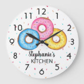 Donut Kitchen Personalisiert Große Wanduhr (Vorderseite)