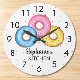 Donut Kitchen Personalisiert Große Wanduhr