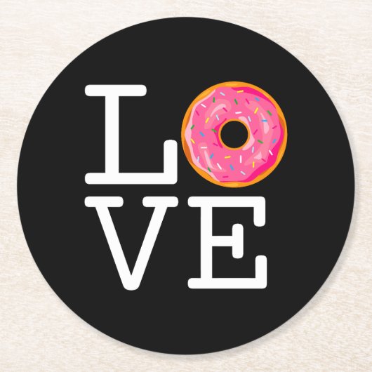 Donut Liebe Runder Pappuntersetzer (Vorderseite)