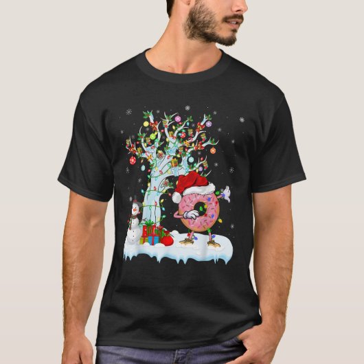 Donut Lights Xmas Tree Funny Dabbing Donut Christm T-Shirt (Vorderseite)