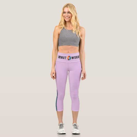 Donut Lila Retro Rainbow Leggins Capri Leggings (Vorderseite)
