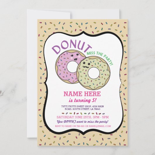 Donut Miss das Party Geburtstag Einladung Doughnut (Vorderseite)