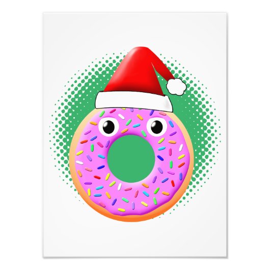 Donut mit Augen und Falten Santas Hut Zeichnend Fotodruck (Vorne)
