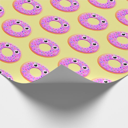 Donut mit Augen und Falten Zeichnend Muster Geschenkpapier (Ecke)