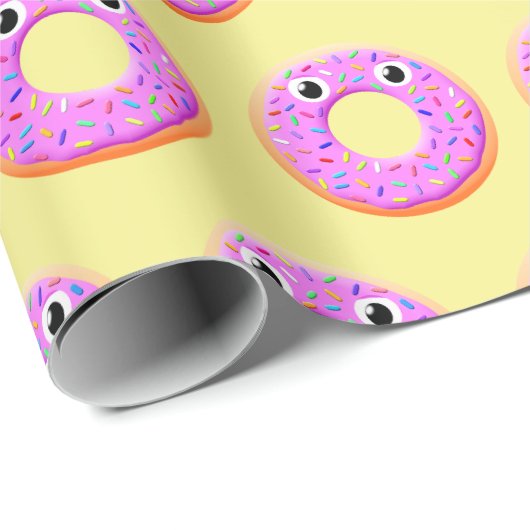 Donut mit Augen und Falten Zeichnend Muster Geschenkpapier (Rolleneckpunkt)