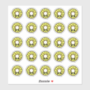 Donut mit gelbem Zuckerguss und Sprinklen Aufkleber