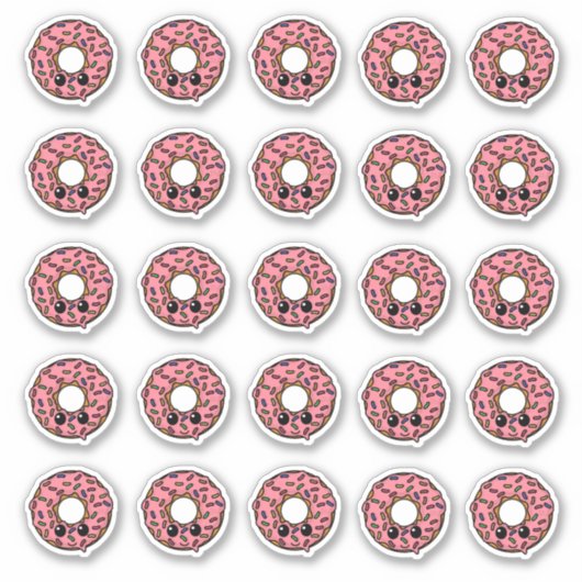 Donut mit rosa Zuckerguss und Sprinklen Aufkleber (Vorderseite)