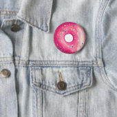 Donut mit rosa Zuckerguss und Sprinklen Button (Beispiel)