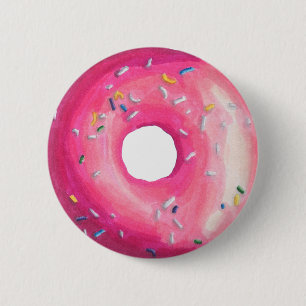 Donut mit rosa Zuckerguss und Sprinklen Button