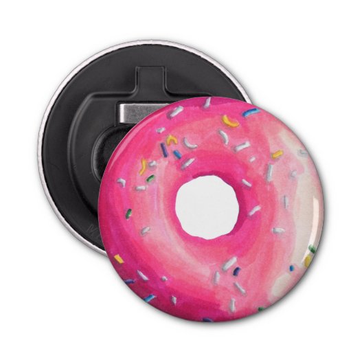 Donut mit rosa Zuckerguss und Sprinklen Flaschenöffner (Vorderseite)