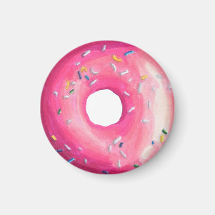 Donut mit rosa Zuckerguss und Sprinklen Magnet