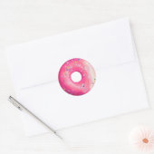 Donut mit rosa Zuckerguss und Sprinklen Runder Aufkleber (Umschlag)