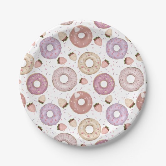 Donut mit Sprinklen farbenfroher Geburtstag Pappteller (Vorderseite)
