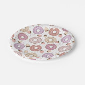 Donut mit Sprinklen farbenfroher Geburtstag Pappteller (Schrägansicht)