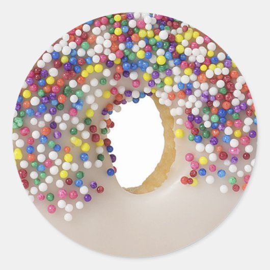 Donut mit Sprinklen Runder Aufkleber (Vorderseite)