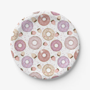Donut mit Streuseln Farbige Geburtstagsfeier  Pappteller