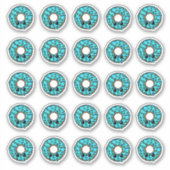 Donut mit türkisfarbenem Zuckerguss und Sprinklen Aufkleber (Vorderseite)