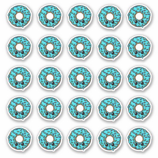 Donut mit türkisfarbenem Zuckerguss und Sprinklen Aufkleber (Vorderseite)