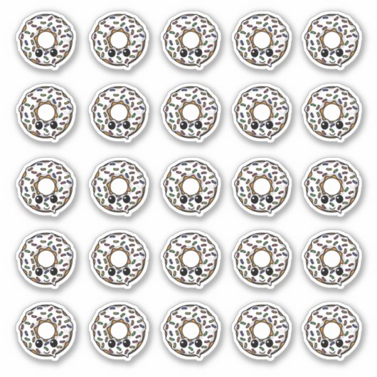 Donut mit Zuckerguss und Sprinklen Aufkleber (Vorderseite)