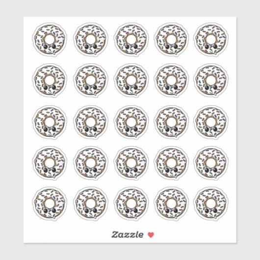 Donut mit Zuckerguss und Sprinklen Aufkleber (Blatt)