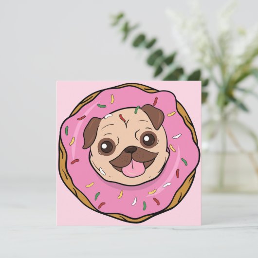 Donut Mops Feiertagskarte (Stehend Vorderseite)