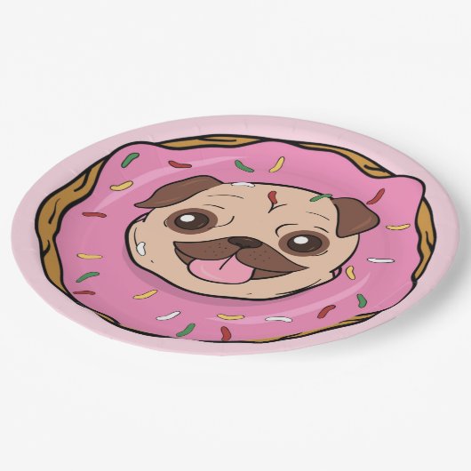 Donut Mops Pappteller (Schrägansicht)