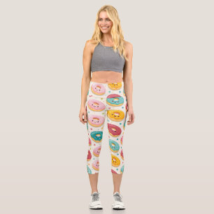 Donut-Muster Capri Leggings