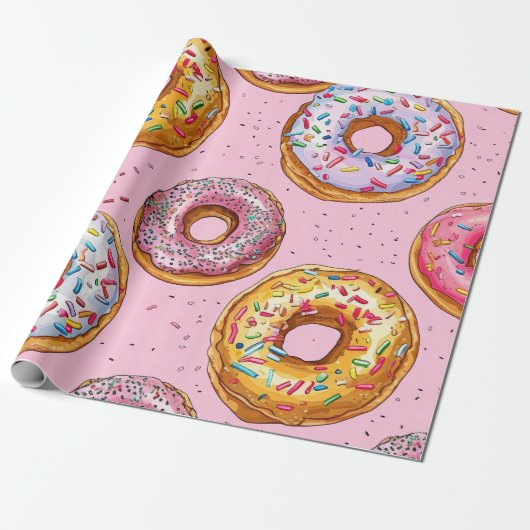 Donut-Muster Geschenkpapier (Ungerollt)