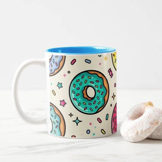 Donut-Muster-Kaffeetasse Zweifarbige Tasse (Mit Donut)