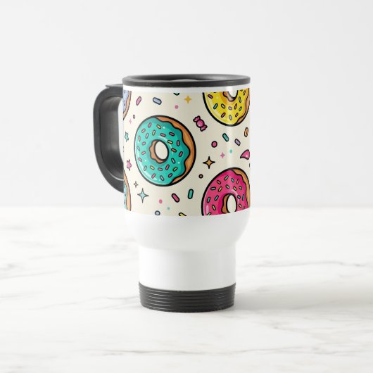 Donut-Muster-Reise-/Pendler-Tasse Reisebecher (Vorderseite Links)