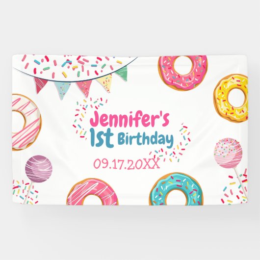 Donut Niedliche Geburtstag Begrüßungsbanner Banner (Horizontal)