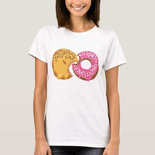 Donut-Paar-Biss-Design T-Shirt (Vorderseite)