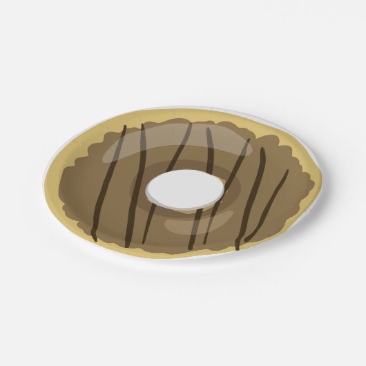 Donut Paper Tellers Brown Chocolate Doughnut Party Pappteller (Schrägansicht)