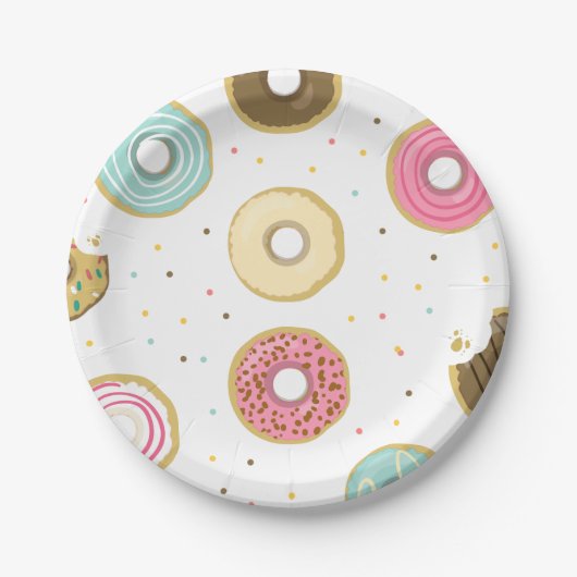 Donut Paper Tellers Pink Birthday Dusche Doughnut Pappteller (Vorderseite)