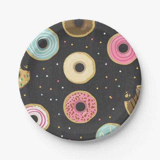 Donut Paper Tellers Pink Birthday Dusche Doughnut Pappteller (Vorderseite)