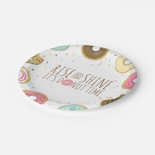 Donut Paper Tellers Pink Birthday Dusche Doughnut Pappteller (Schrägansicht)