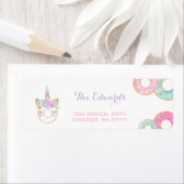 Donut Party Address Labels Donut & Unicorn (Insitu)