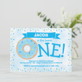 Donut Party Boy Erster Geburtstag Einladung (Stehend Vorderseite)